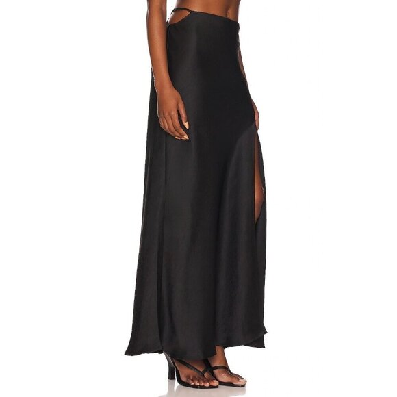 Bec + Bridge Camille Satin Maxi Skirt Black Womens Size 4 - Picture 3 of 8